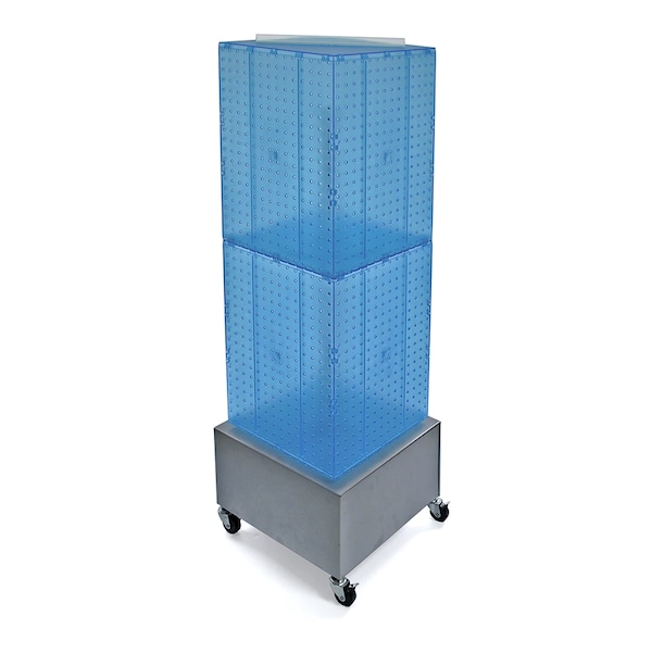 Four-Sided Pegboard Floor Wheeled Base Display Panel Size:14"x40"
